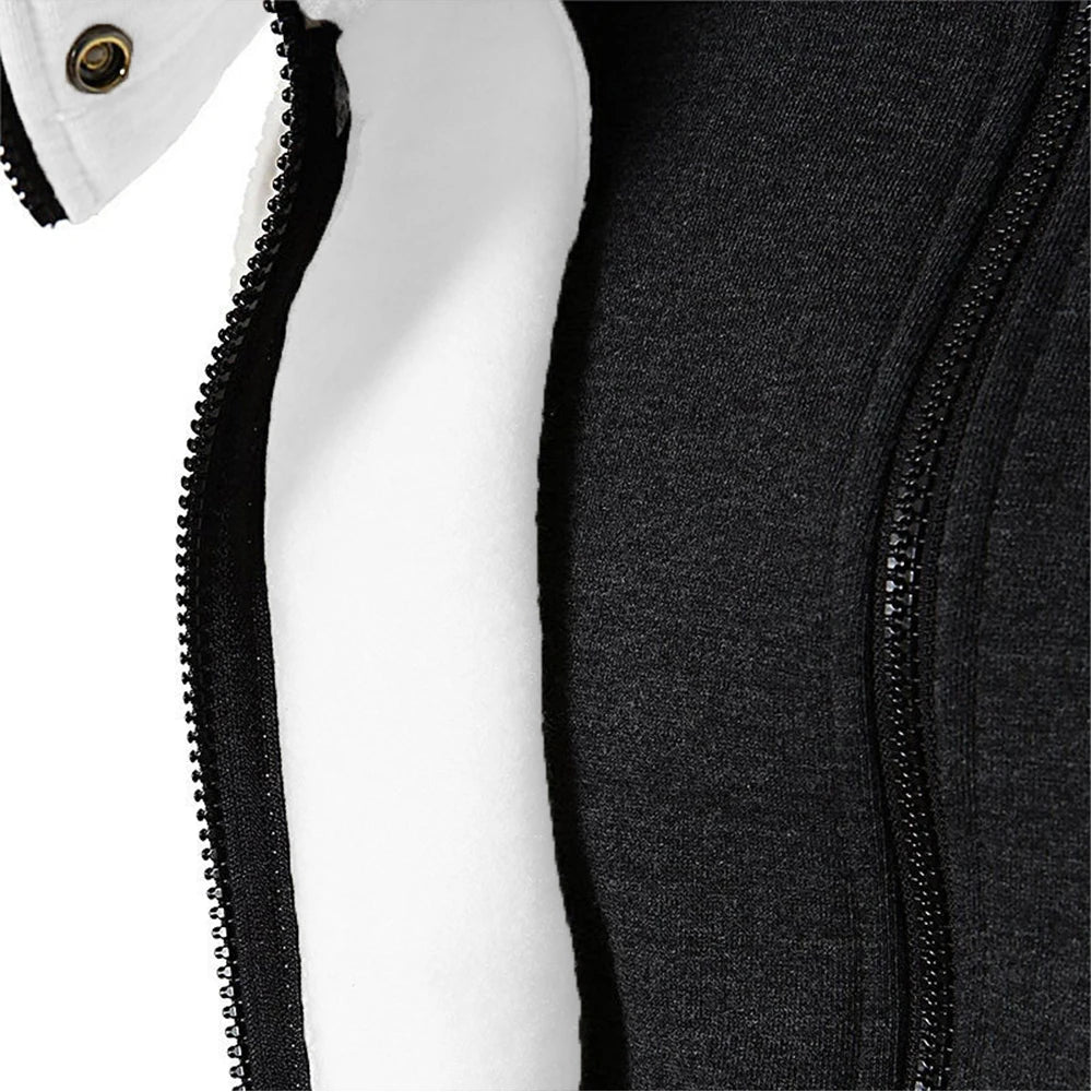 Zipper Men Jackets Autumn Winter Casual Fleece Coats Bomber Jacket Scarf Collar Fashion Hooded Male Outwear Slim Fit Hoody