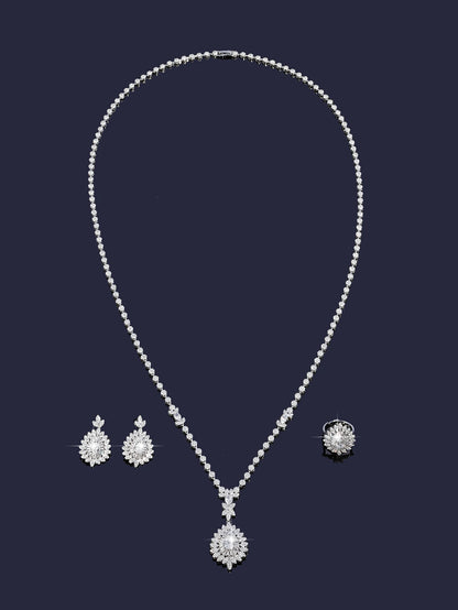 Trendy Sweater Cubic Zircon Long Chian Necklace Jewelry Sets for Women Party Luxury Wedding Bridal Jewellery Accessories