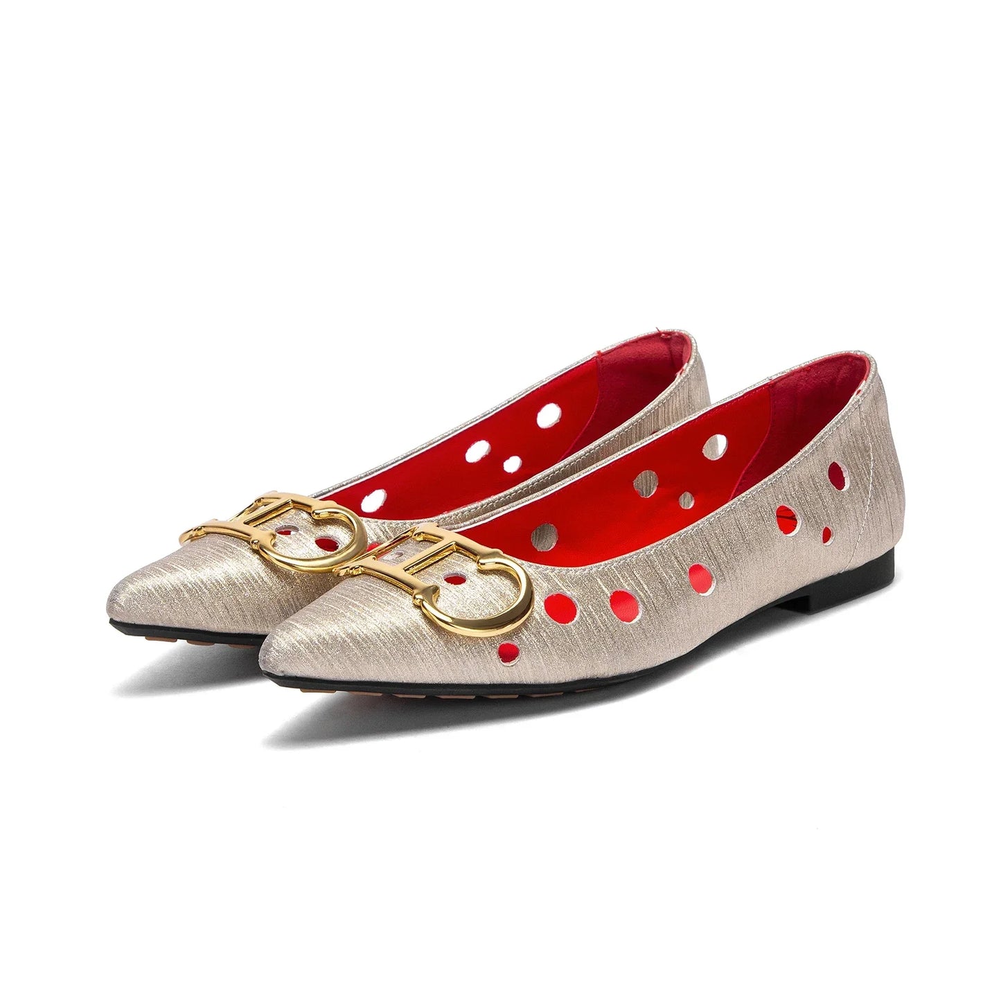 2025 Women's Flat Shoes New Punching Design Pointed Woman Shoes Simple Anti slip