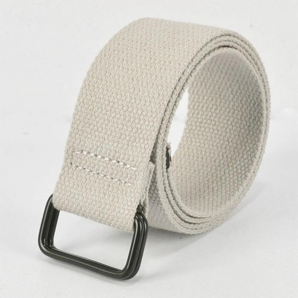 Fashion Free Punch Canvas Belt Cotton Canvas Cloth Fabric Buckle Belt Double Ring Buckle Best Canvas Belts Men's
