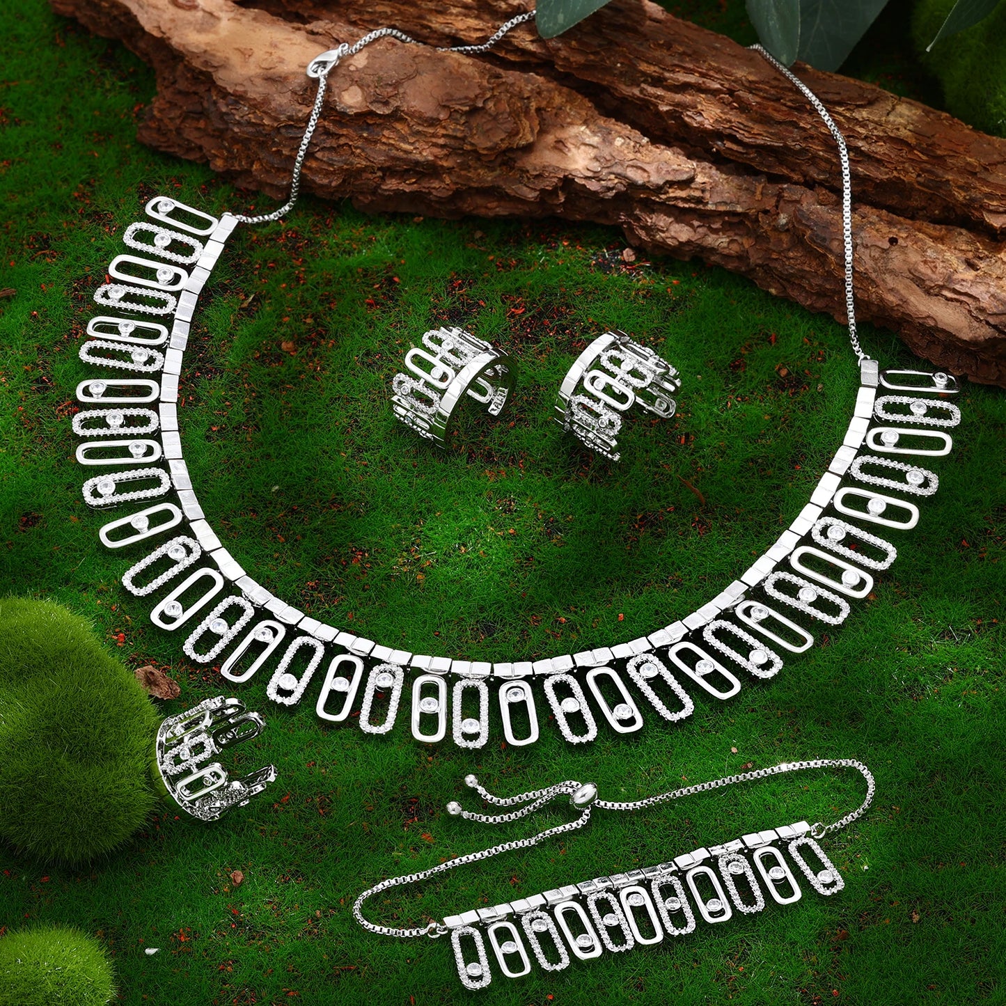 Cubic Zirconia Bridal Wedding Jewelry Set Bridal 4-piece Set Women's Jewelry Set Jewelry Brand Reproduction