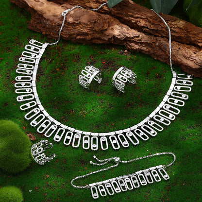 Cubic Zirconia Bridal Wedding Jewelry Set Bridal 4-piece Set Women's Jewelry Set Jewelry Brand Reproduction
