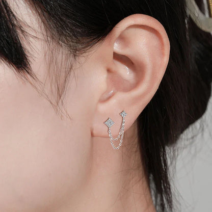 Certified 0.45cttw Full Moissanite Stud Earrings for Women Tassel Sterling Silver 925 Plated 18k Jewelry Lab Diamond