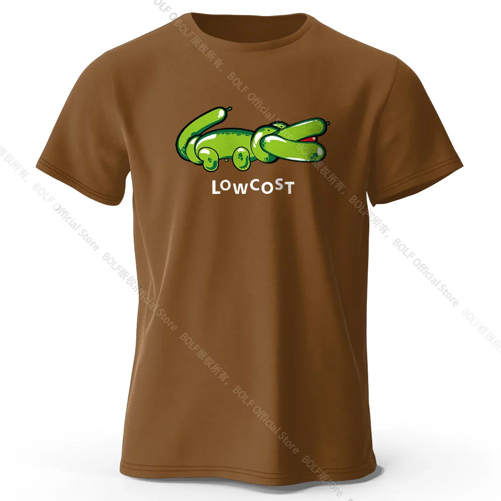 Men's Joke The Lowcost Printed T-Shirt 100% Cotton Oversized Funny Graphic Tees for Women Summer Tops Casual Streetwear