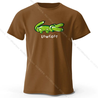 Men's Joke The Lowcost Printed T-Shirt 100% Cotton Oversized Funny Graphic Tees for Women Summer Tops Casual Streetwear