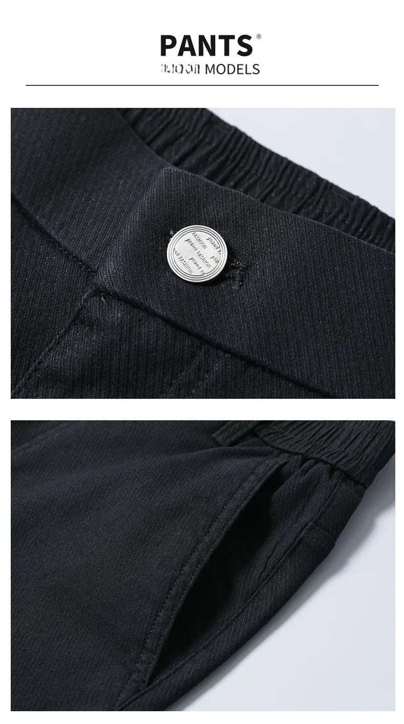 Classic Men's Fleece Slim Pants Winter Casual Velvet Business Straight Solid Thick Plush Trousers Brand Clothing Man Pants