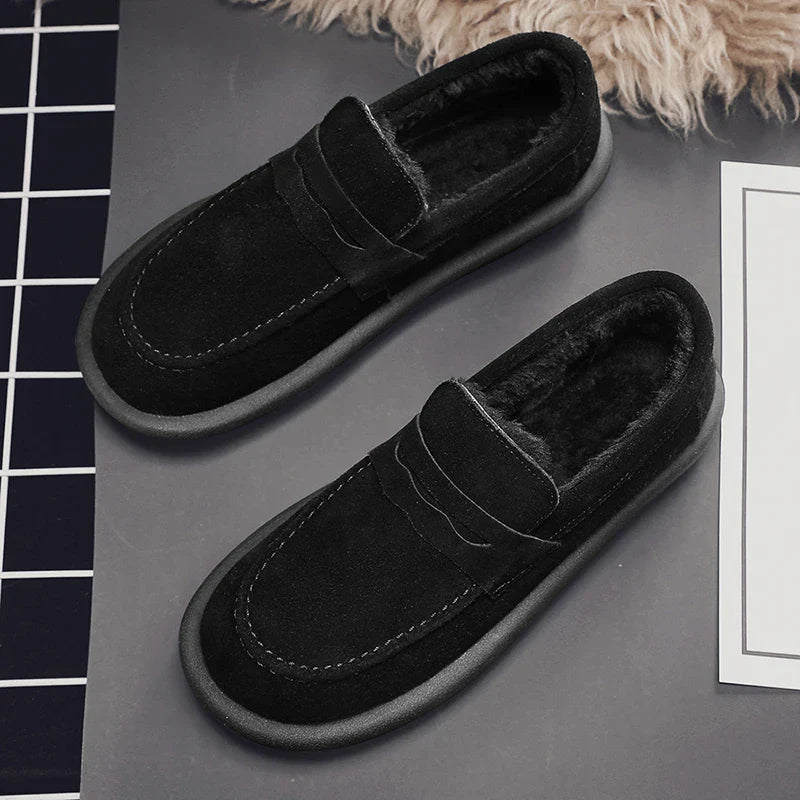 Winter Fashion Plush Men Loafers Outdoor Warm Men's Cotton Shoes Low-Top Casual Man Snow Boots with Fur Slip on Walking Footwear