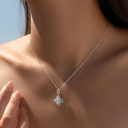 925 Sterling Silver Luxury Flowers Pendant Necklace Classic Daily Wear Jewelry Sets For Women Fine Bracelet