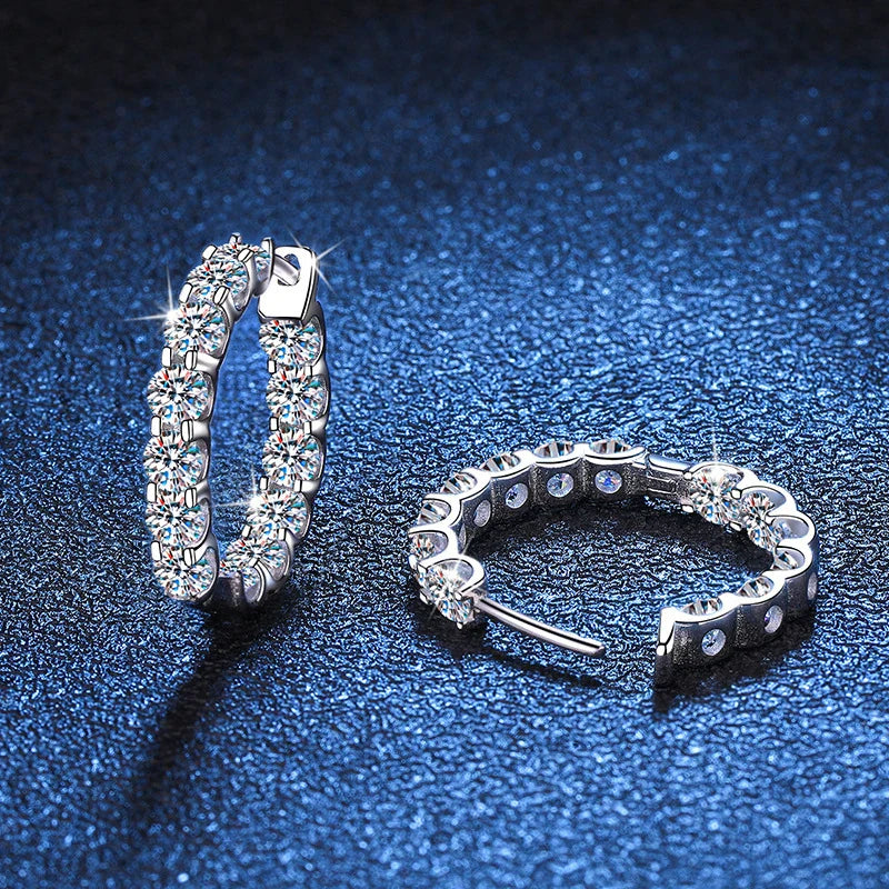 3mm Full Moissanite Ear Hoop Earrings 925 Sterling Silver Earring For Woman Wedding Engagement Luxury Jewelry Wholesale
