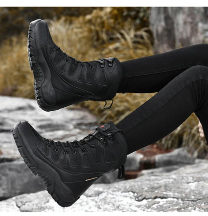 New Waterproof Men's Boots Outdoor Non-slip Men Hiking Boots High Top Winter Men's Motorcycle Boots Rubber Men Work Desert Boots