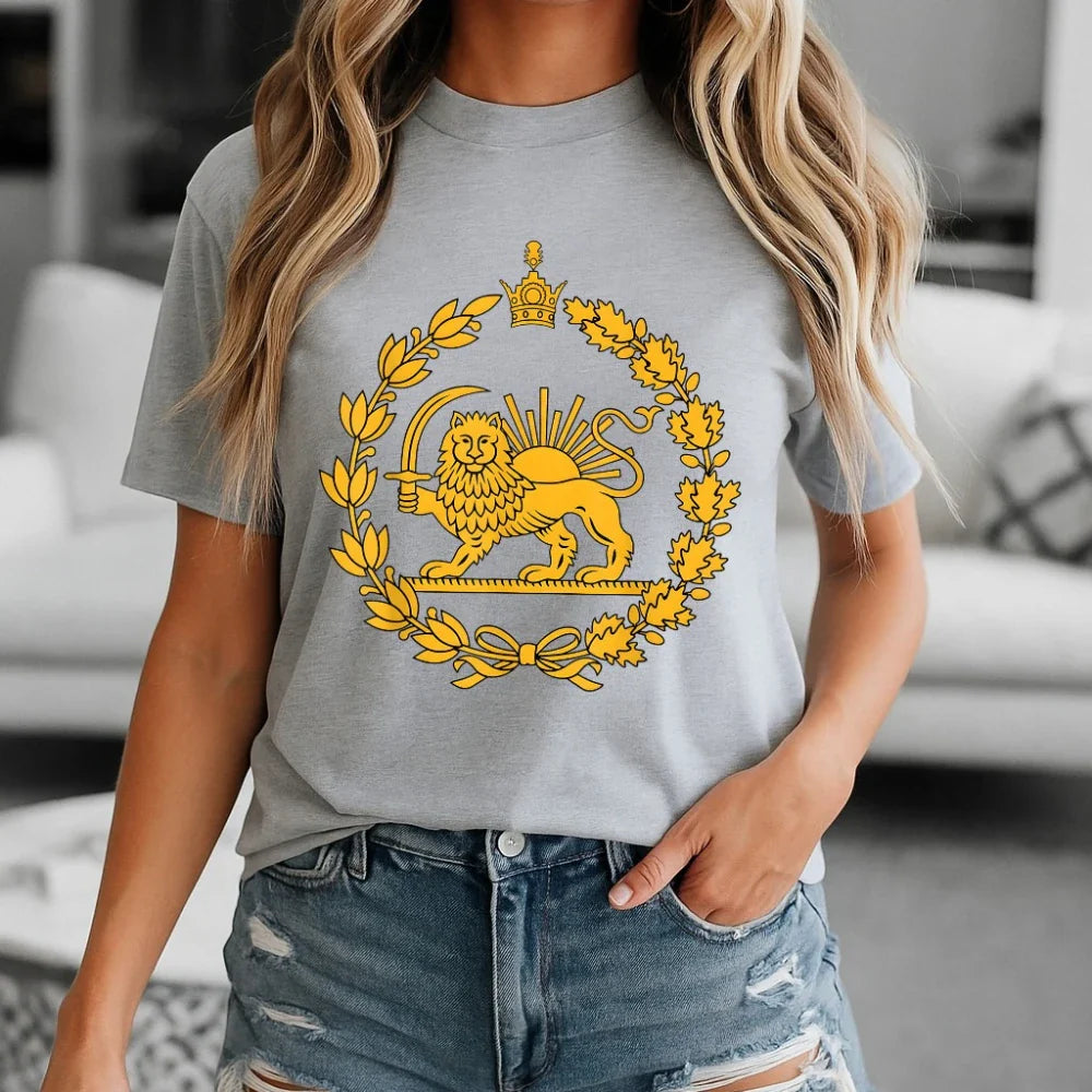 Lion and Sun Iran Persian Flag Iran Tshirt Khorshid Graphic T-Shirt Daily Life Casual Men Women Unisex Cotton Streetwear