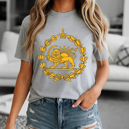 Lion and Sun Iran Persian Flag Iran Tshirt Khorshid Graphic T-Shirt Daily Life Casual Men Women Unisex Cotton Streetwear
