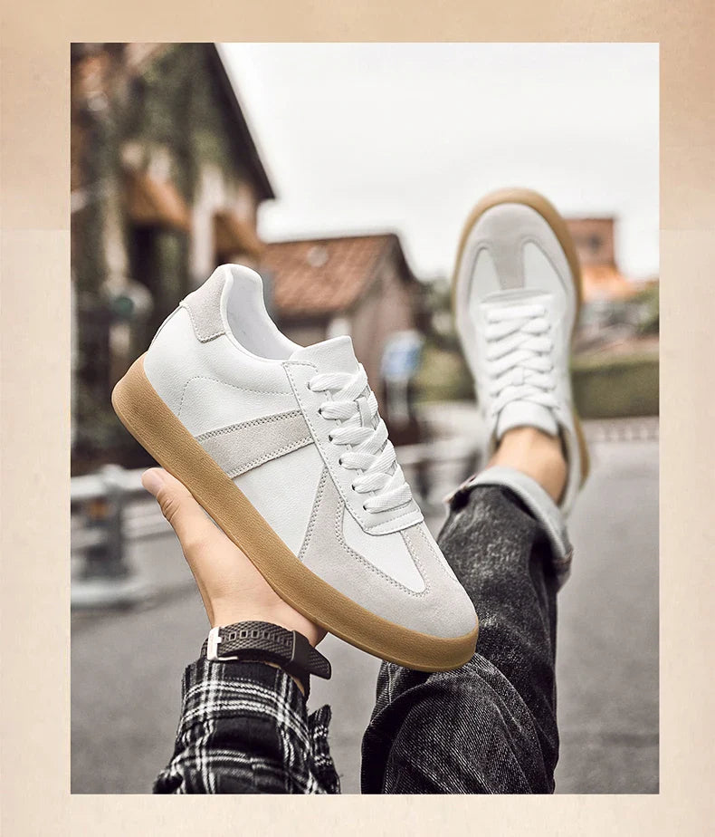 Invisible Height-Increasing Shoes 8cm German Training Shoes for Men, Summer Breathable Casual Sneakers, Genuine Leather Retro Versatile Forrest Gump Shoes 6cm