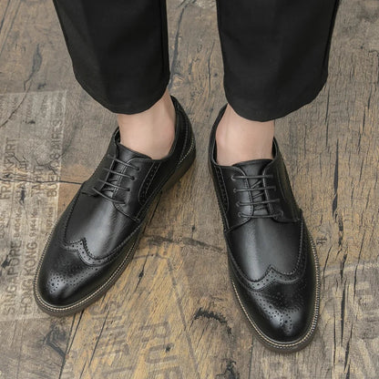 Handmade Mens Wingtip Oxford Shoes Grey Leather Brogue Men's Dress Shoes Classic Business Formal Shoe for Men Chaussure Hommes
