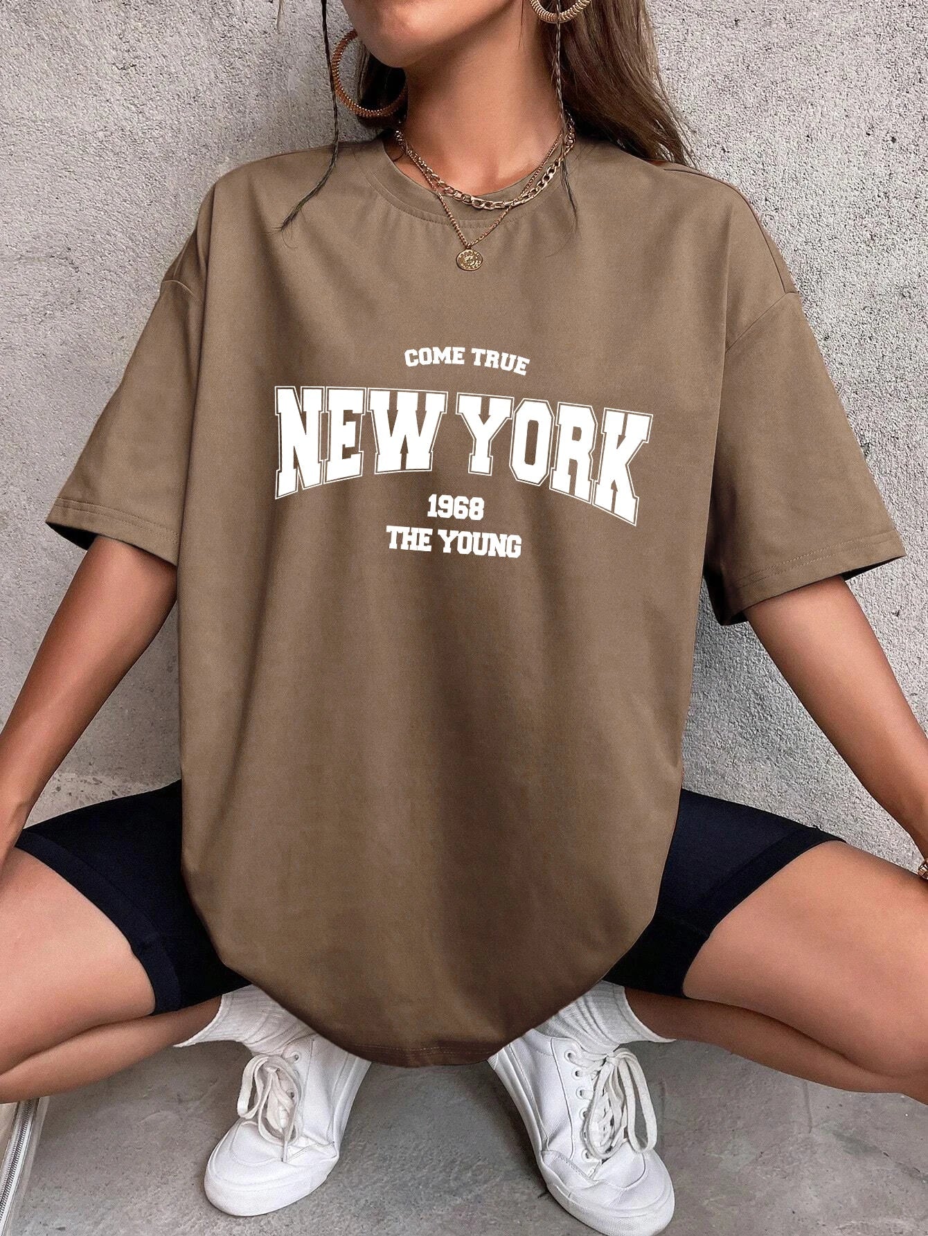 Quando 1968 A Nova Iorque É Jovem Camisetas Femininas De Algodão Oversize Camisetas Diárias Criatividade Roupa Casual Individual De Rua