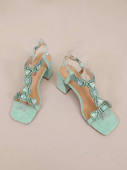 Women'S High Heels Open-Toe Sandals Square-Heeled Fashionable Shoes
