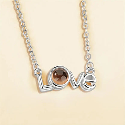 Letter Projection Necklace 100 Languages I Love You Pendant Necklace Women Jewelry Collier Femme Bijoux Best Friends Gifts