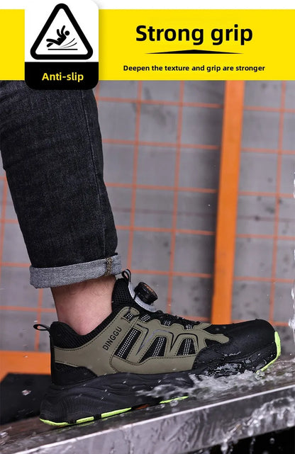 Men's Lightweight Steel Toe Caps Safety Shoes Anti Smashing Anti Piercing Work Shoes Fly Woven Labor Protection Footwear