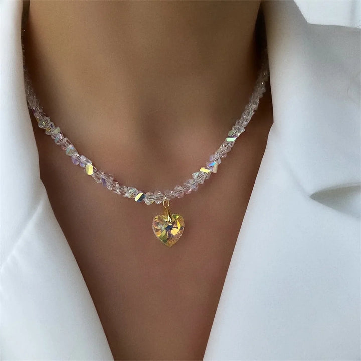 Necklace For Women Female Boho Geometric Baroque Transparent Crystal