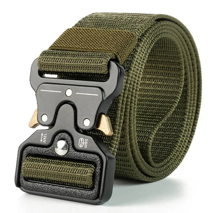 Tactical Belt Men's Elastic Webbing - Military Nylon Stretch Breathable Waistband for Outdoor Training Pants