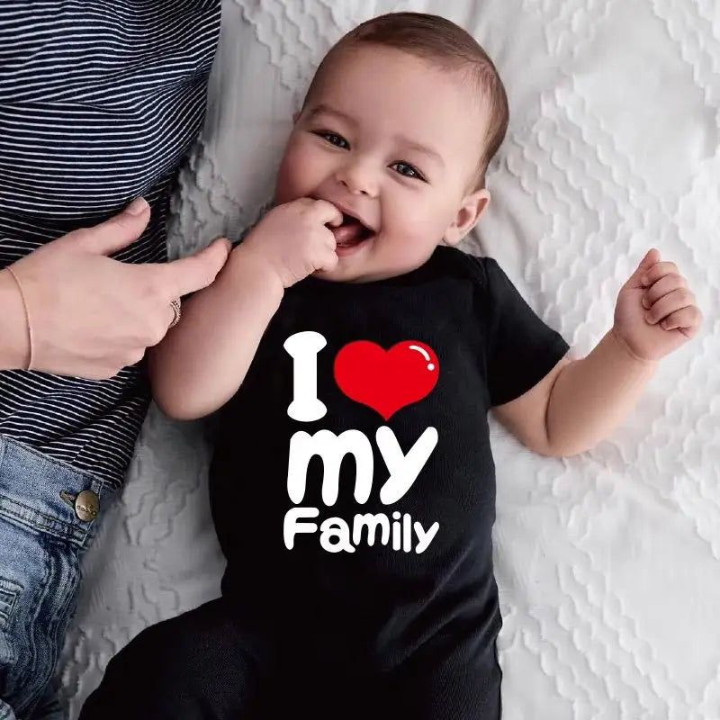 I Love My Family Parent-child Clothing Mother and Son Girls and Boys Summer New Trendy Family of Three Four Fashion T-shirt