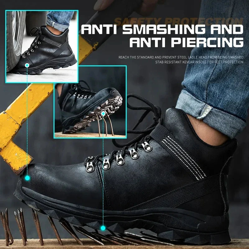 Safety Shoes Men Lightweight Sneaker Steel Toe Cap Shoes Anti-smash Puncture-Proof Work Safety Shoes Protective Boots Work Shoes