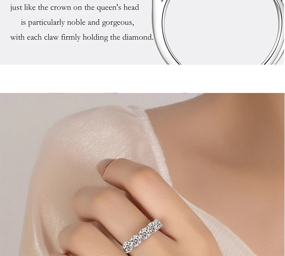 2.5/5CT Moissanite Ring For Women S925 Pure Silver Five Gemstone Ring Luxury Wedding High-end Jewelry