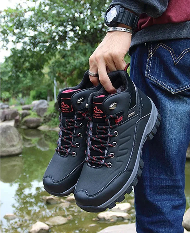 Brand Winter Men's Boots Warm Men's Snow Boots High Quality Leather Men Sneakers Outdoor Men Hiking Boots Work Shoes Size 39-46