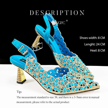 Italian Design Rhinestone-encrusted Sex Ladies Shoes And Special Bag High Heels And Heart Shape Gold Mini Bag