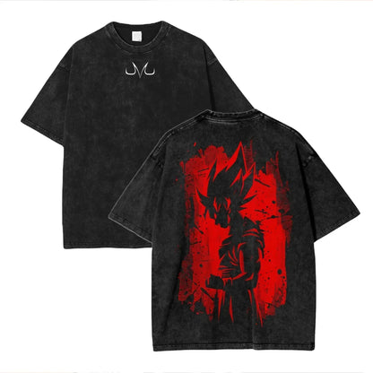 2026 Summer Dragon Ball  Washed Oversized T-shirt High Quality 100% Cotton Super Saiyan Vegeta Print Unisex Tee for Adults