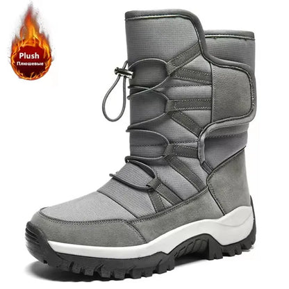 New Warm Men Plush Snow Boots High Top Winter Men's Boots Waterproof Winter Motorcycle Boots Outdoor Anti-Slip Men Hiking Boots