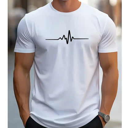 2025 Men's 100% Cotton Summer Loose Size Creative Graphic Printed Slim Fit Casual Sports Round Neck Short Sleeved T-shirt Top