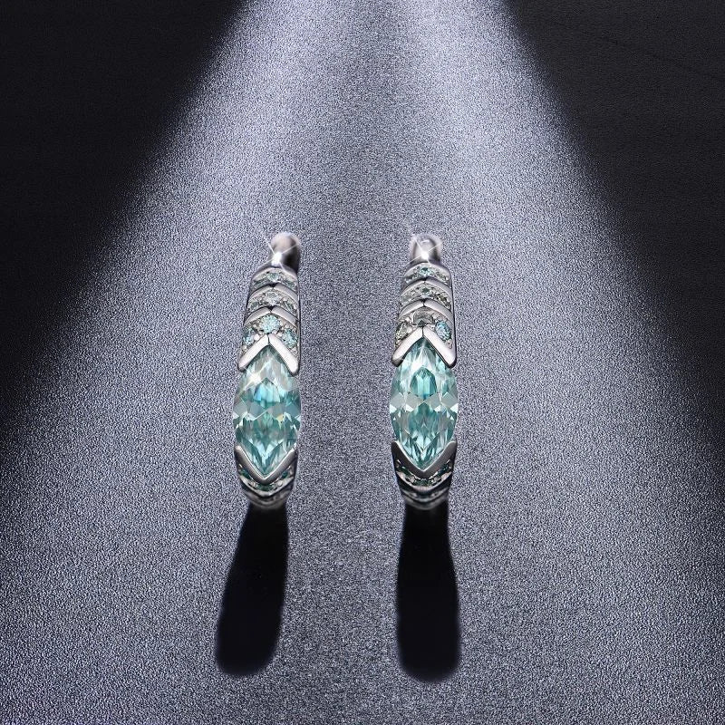 4*8MM Horse Eye D Color Blue Green Moissanite Earrings 100% 925 Sterling Silver For Women Top Quality