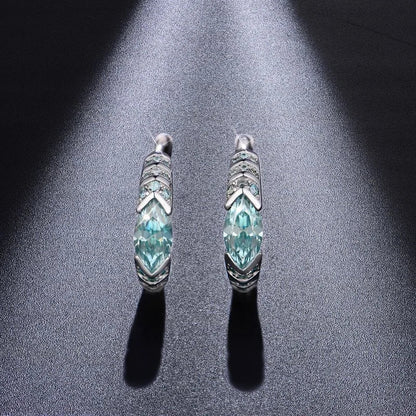 4*8MM Horse Eye D Color Blue Green Moissanite Earrings 100% 925 Sterling Silver For Women Top Quality