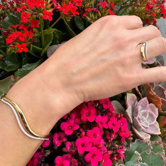 Moissanite Double Wavy Bangle Bracelets for Women GRA Certified 1.5mm Diamond s925 Sterling Silver Plated 18K Bracelet