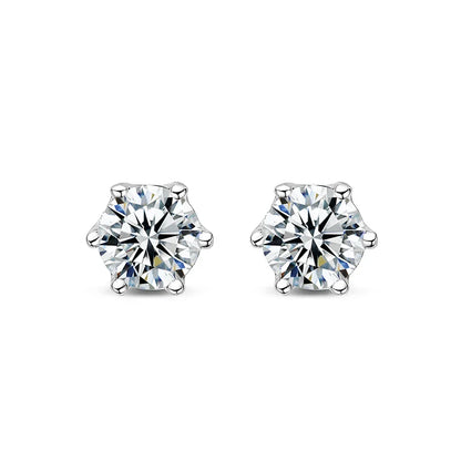 White Gold Plated 2ct Moissanite Studs Earrings for Women Wedding Sparkling 100% S925 Sterling Silver Luxury Jewelry GRA