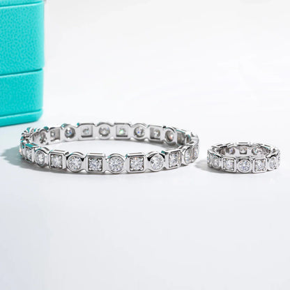4.5mm D Color Moissanite Diamond Luxurious Silver Bracelet 18K White Gold Plated Bezel Bangles For Woman Jewelry Gifts