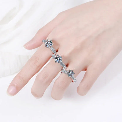 5 Carat Moissanite Wedding Rings For Women 925 Sterling Silver Eternity with White Gold Plated Band Engagement Jewelry