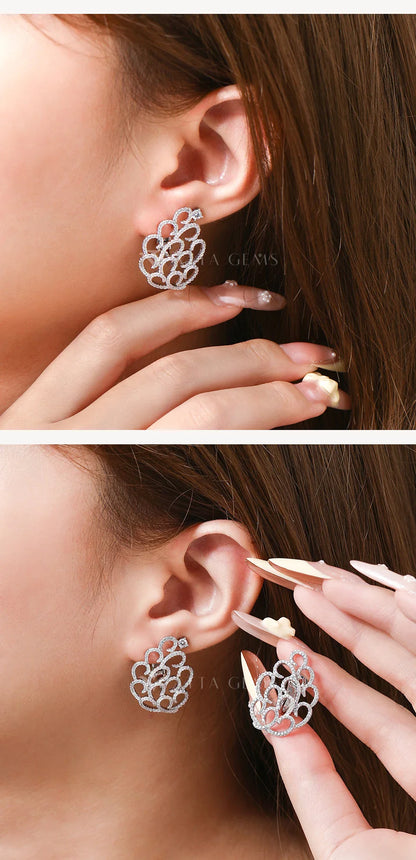 Women's Earrings For Party S925 Silver Moissanite Earrings D VVS1 Yellow Gold Plated Gifts Sparkling Jewelry