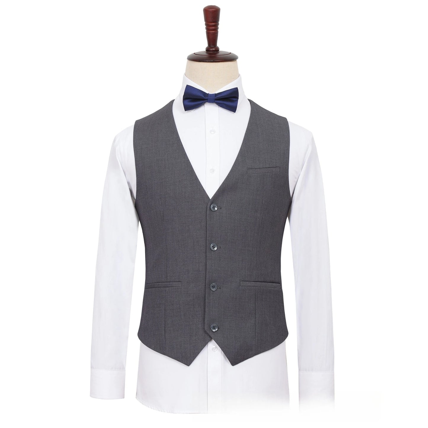 Plus Size Man Suit Set Solid Color Single Breasted Jacket Vest Pants For Host Groom Groomsmen Grey Black Navy 3-Piece Suit Set