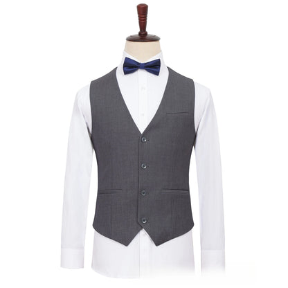 Plus Size Man Suit Set Solid Color Single Breasted Jacket Vest Pants For Host Groom Groomsmen Grey Black Navy 3-Piece Suit Set