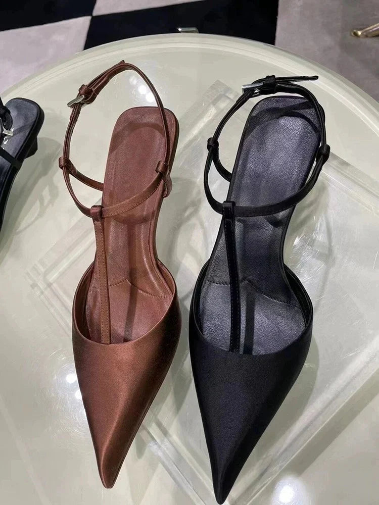 Sapatos Femininos de Salto Alto, Novos Sapatos Sexy de Salto Grosso com Bico Fino e Tira Traseira para Mulheres, Sandálias de Salto Alto para Vestidos de Festa