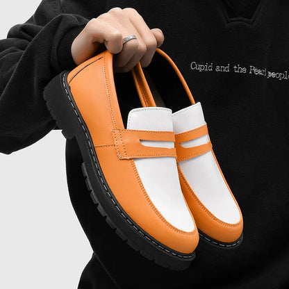 Color Blocked Men Loafers  Fashionable Comfortable Thick Soled Non Slip  for Daily Commuting Office Business  Formal Wear Shoe