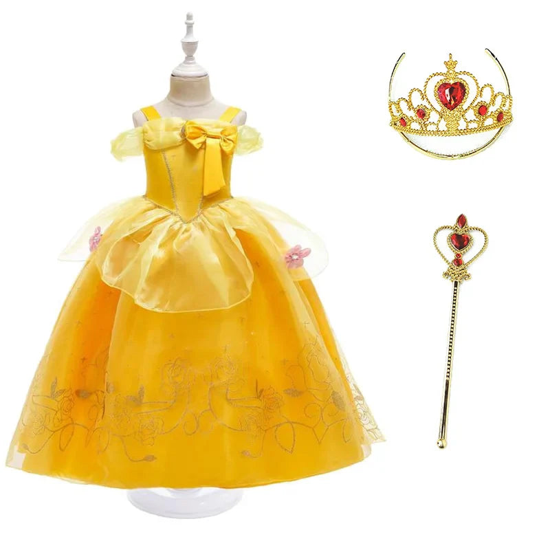 Girls Beauty and Beast Bell Costume Kids Summer Carnival 3 4 5 6 7 8 9 10 Years Dress Kids Princess Performance Cosplay Dresses