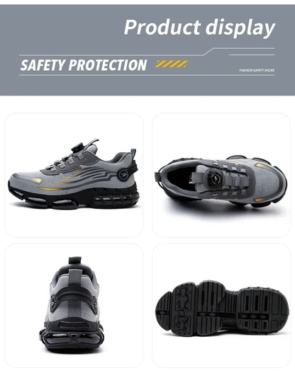 Men's Safety Work Shoes Anti-smash Anti-puncture Rotating Button Fashion Sport Boots Protective Security Men's Footwear