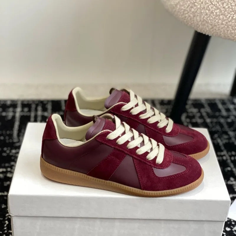 Women's Sneakers 2026 New Genuine Leather Ladies Moral Training Shoes Casual Spring Flat Shoes Women