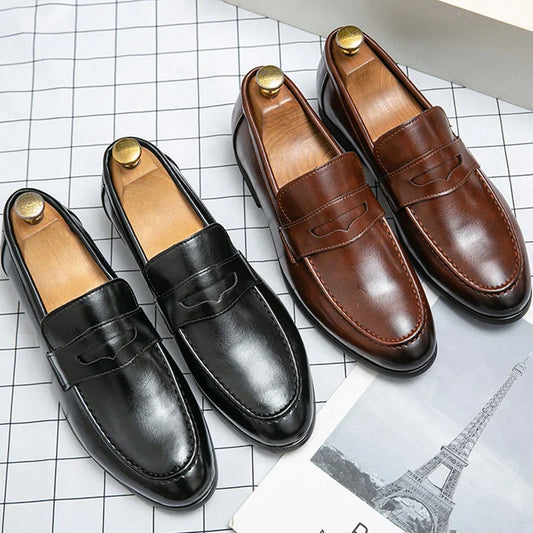 Fashion Formal Leather Shoes For Men Party Social Casual Office Leather Shoes Man Leather Loafers Men's Dress Shoes Large Size