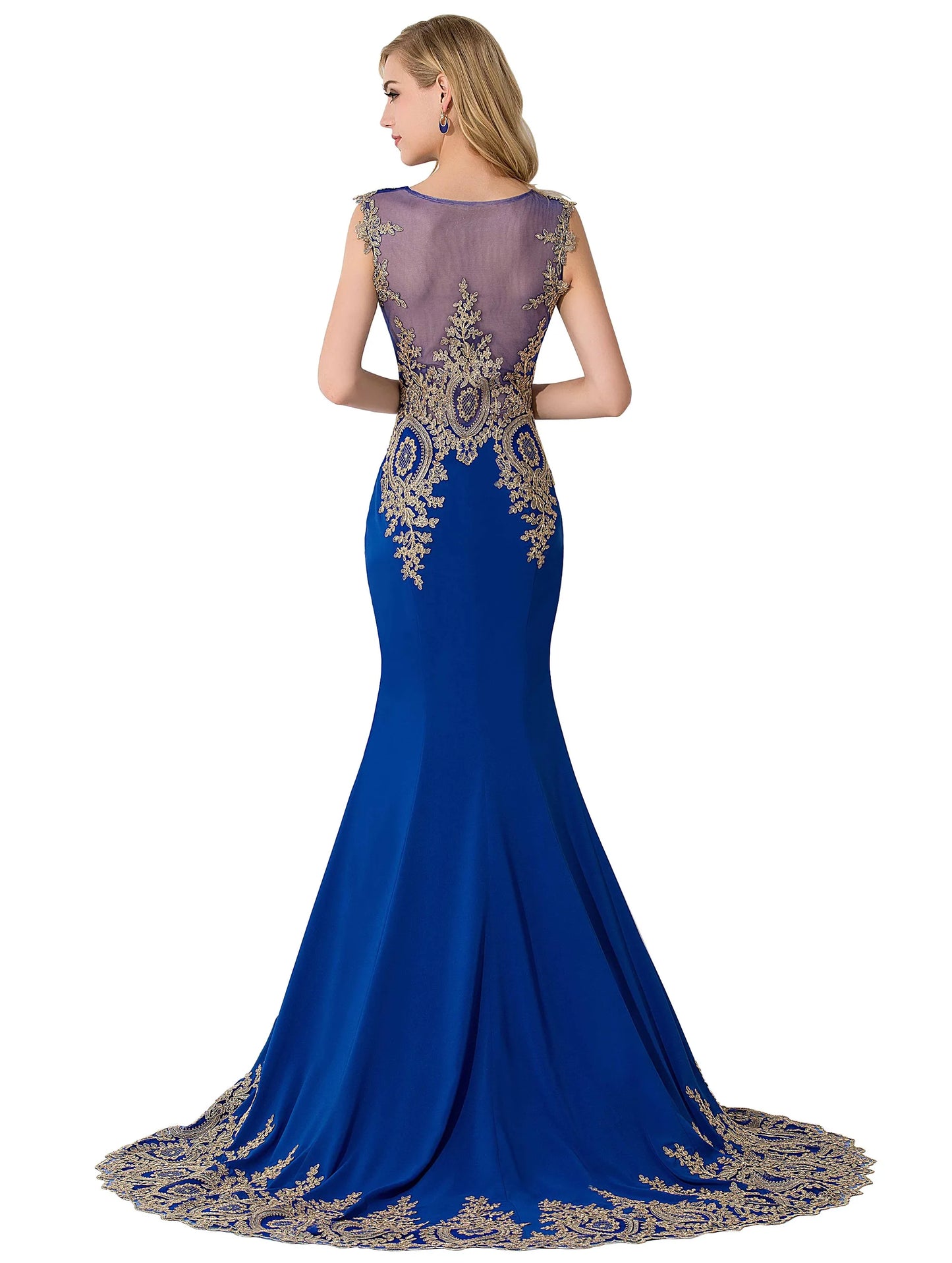 Vestidos de Baile Sereia de Renda Transparente, Luxuosos Apliques, Bordados, Missangas, Vestidos de Noite Ilusão, Vestido de Festa Longo