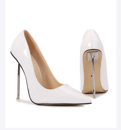 European And American Fashion Single Shoes European Station Pointed Toe Metal Thin Heel Elegant Women's Shoes High Heels Simple