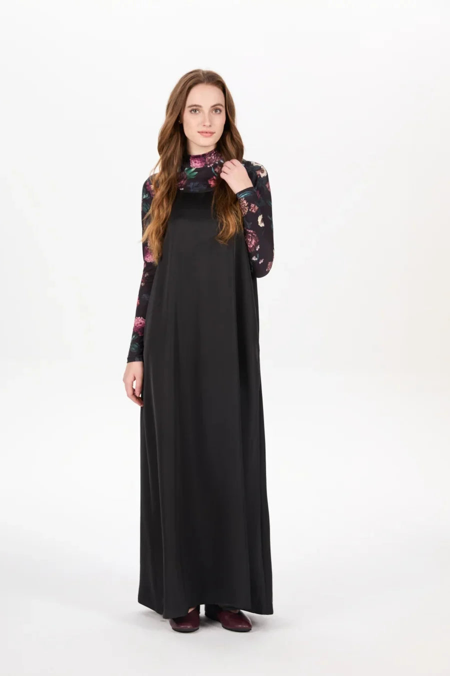 woman clothing mockneck + elegance slip satin dress matching look adjustable maxi floor length lady wear